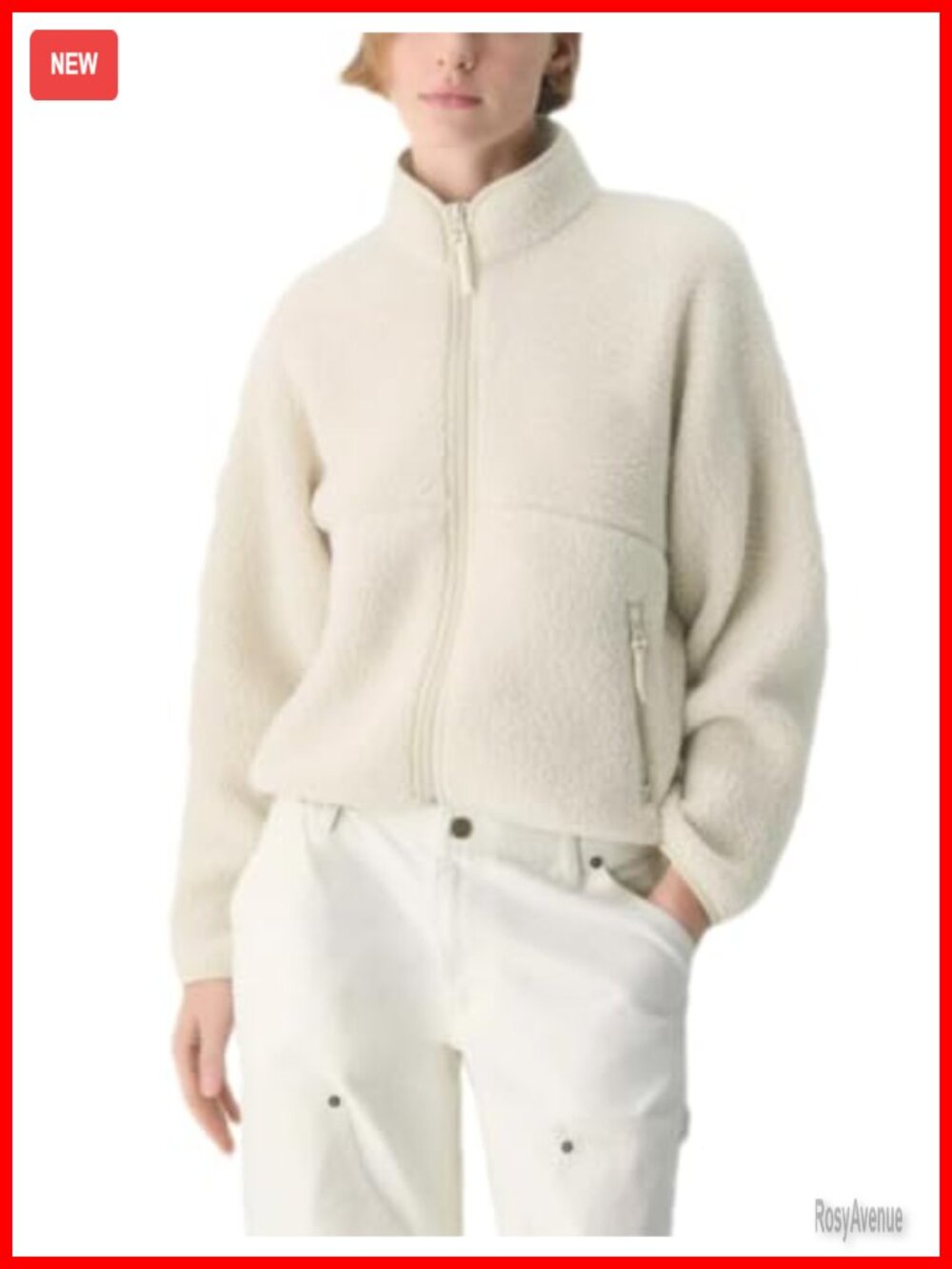 Women's Full Zip Sherpa Fleece Jacket Stand Collar Zip Pockets Casual Winter